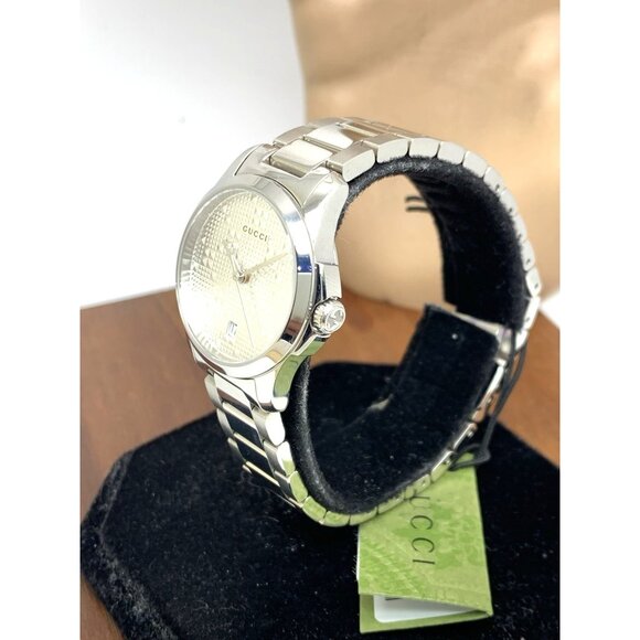 Gucci Women's Watch YA126551 G-Timeless Swiss Quartz Silver Dial Steel 27mm - Picture 14 of 14